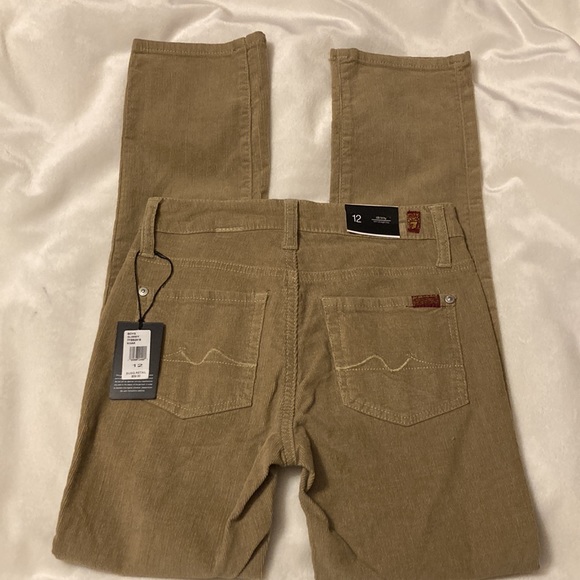 NWT 7 for all Mankind boys 12 Slim Straight Leg tan corduroy pant - Picture 2 of 6